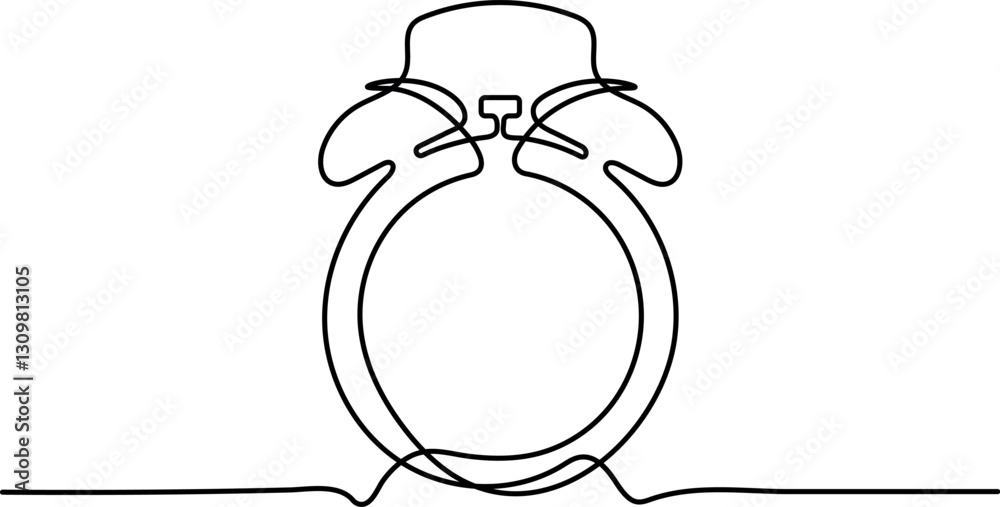 Wall mural alarm clock in one continuous line drawing. editable stroke. scribble vector illustration