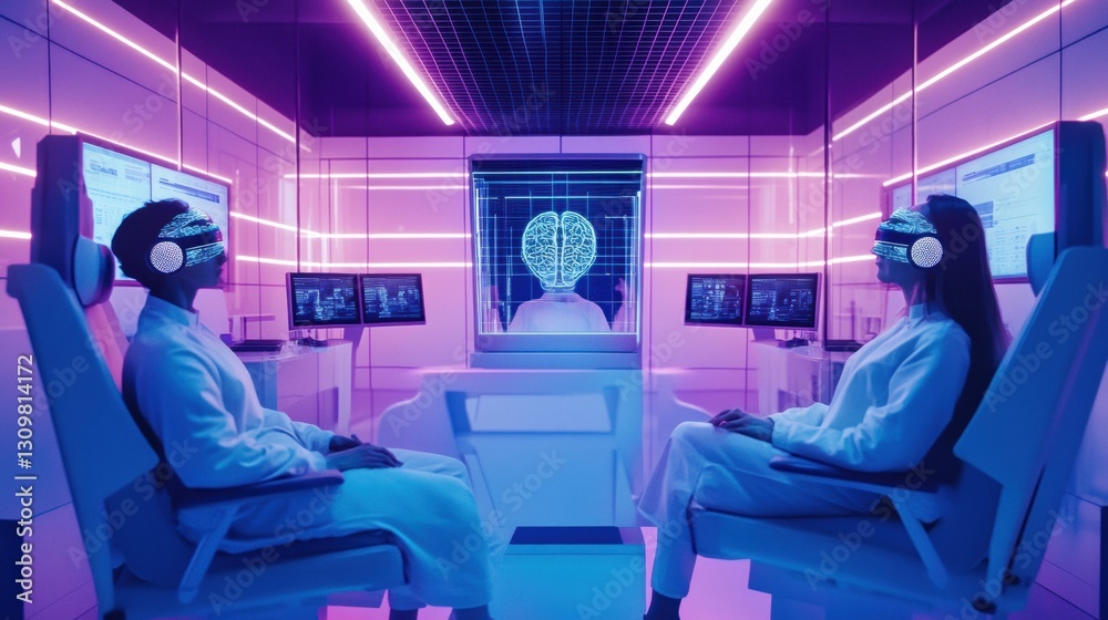 Poster Advanced neuro testing lab promotes innovative brainwave analysis with interactive eye tracking and EEG technology Generative AI