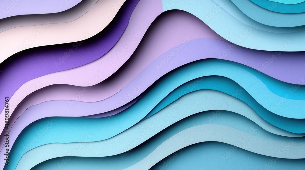 Poster futuristic paper art background with layered cut outs and digital grid in blue and purple tones for 