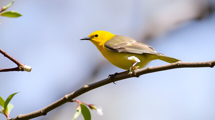 Obraz premium Prothonotary Warbler in springtime