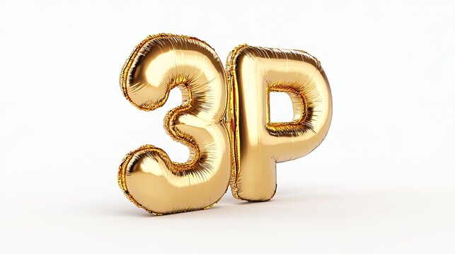 Gold 3p Balloons On White Background