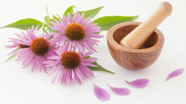 Purple Flowers and Mortar Flowers, Mortar, Purple, Herbs