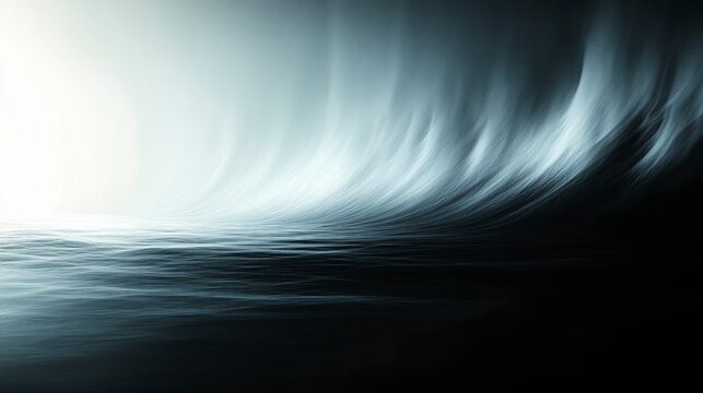 Abstract Ocean Wave Art Dark Blue Gray Tones Dramatic Lighting Textured Surface
