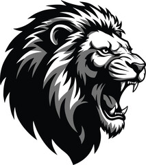 Black Silhouette Lion Head Vector