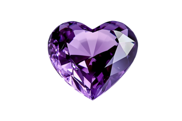a high quality stock photograph of a single purple diamond heart isolated on a white background