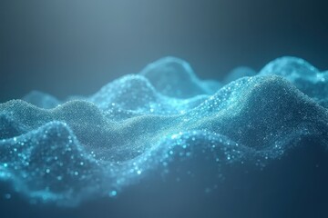 highly reflective holographic data stream of silver and cyan streaks with Flowing smoothly center-right in a soft gray gradient in Minimalist Void &ndash; Futuristic Digital Art