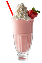 Isolated Strawberry Milkshake with Whipped Cream