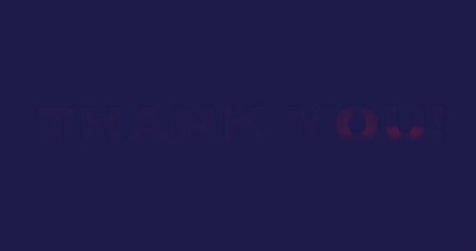 Text THANK YOU, on dark color background. 3d render video.