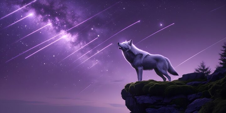 Wolf Howling at Shooting Stars