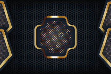 Gold & black abstract design on perforated background