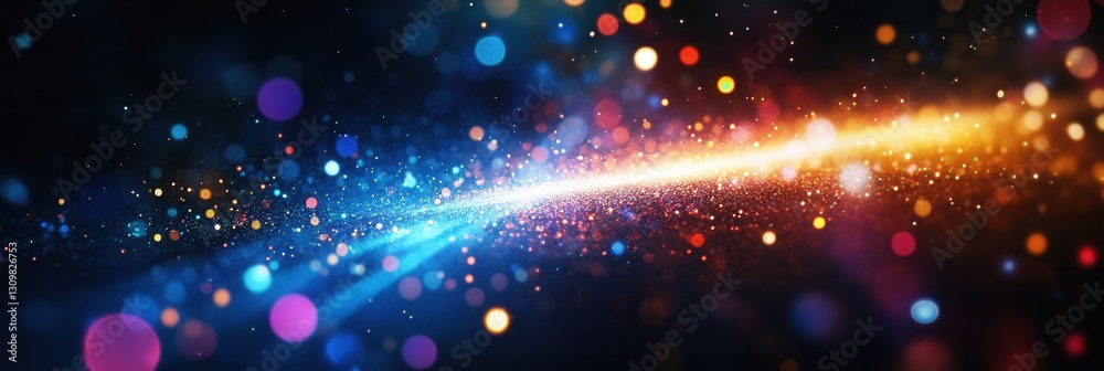 Aufkleber Vibrant beam of light breaking through darkness with colorful sparks and abstract background Generative AI
