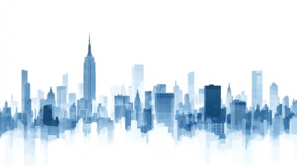 Fototapeta premium Cityscape skyline, urban architecture, buildings, reflection, modern city, business, background, design