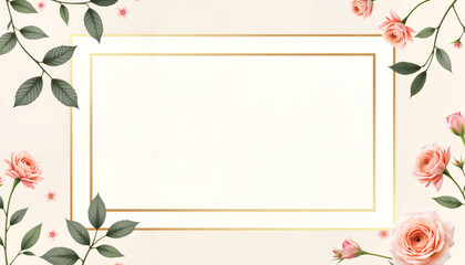 Elegant wedding invitation background with roses and gold accents, sophistication