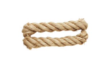A high-resolution image of a thick rope showing clear frays and weakness at the end, with individual strands breaking away