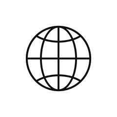 Linear icon of planet earth globe. Vector world globe, earth global map planet line icon.
