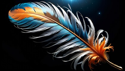 Fototapeta premium colorful feathers on black background