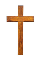 Isolated Wooden Christian Cross, Dark Wood