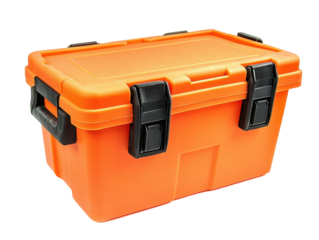 Isolated Orange Storage Container with Black Handles