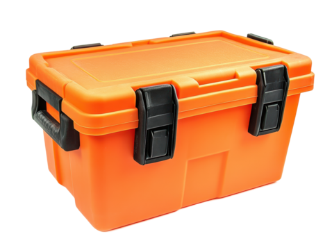 Isolated Orange Storage Container with Black Handles