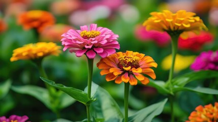 Vibrant Zinnia Garden, A Symphony of Colors