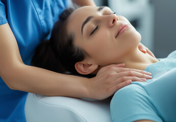 Professional Massage Therapist Giving Neck & Back Massage – Close-Up Spa & Wellness Scene