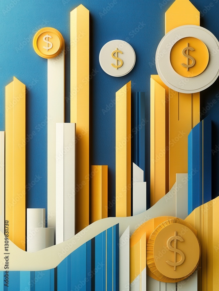 Aufkleber sophisticated paper art design showcasing geometric shapes for financial growth and investment conce