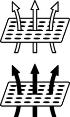 Breathable Textiles Icons. Black And White Vector Illustrations. Fabric Ability To Remove Internal Human Moisture To The Outside. Concept Of Material Characteristics