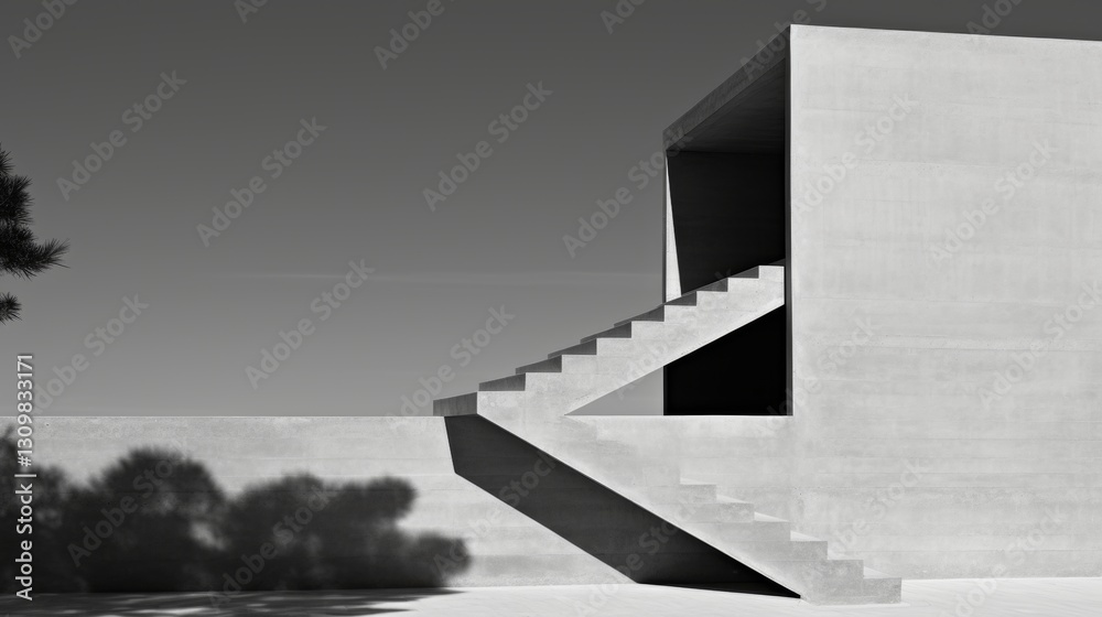 Poster elegant modern architecture a minimalist approach with clean lines and light shadow interplay