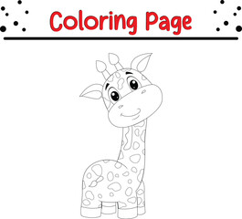 Cute Giraffe Coloring Page. Animal coloring book page for kids