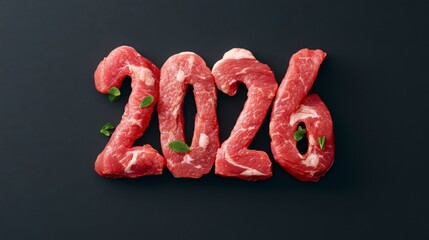 Number 2026 Made of Meat
