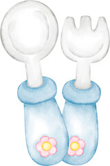 watercolor baby cutlery