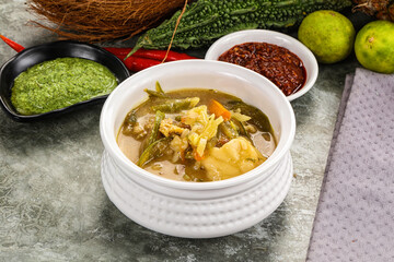 Chinese wonton soup with dumplings