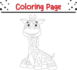 Happy Giraffe Coloring Page. Animal coloring book page for kids