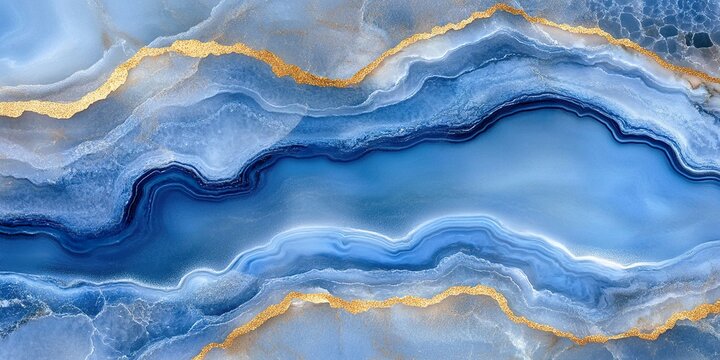 Fluid Blues: A captivating artistic depiction of flowing blues and gold, emulating the natural beauty of rippling water. A breathtaking abstract composition perfect for modern decor and design.