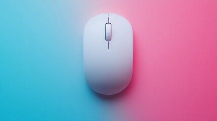 Modern, minimalist computer mouse on a vibrant gradient background