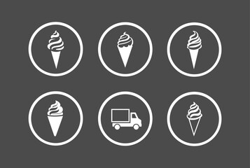 Fototapeta premium Cone ice cream icon set with scoop on white background