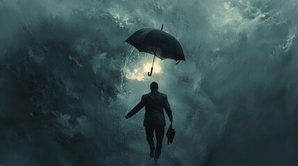 Mann wird von wÃ¼tendem Unwetter weggeweht - Ein humorvoller Blick auf Wind, Regen und die Abenteuer eines schirmtragenden Helden