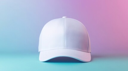 Fototapeta premium Blank white baseball cap on a gradient background