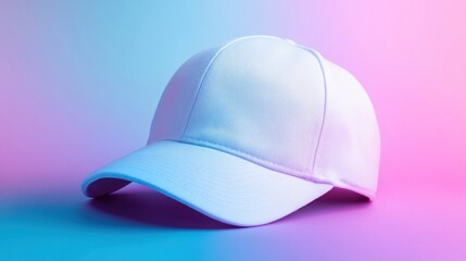 Fototapeta premium Blank white baseball cap in vibrant neon colors