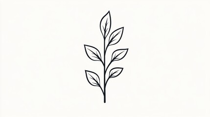 Simple plant sprig illustration, white background, design element