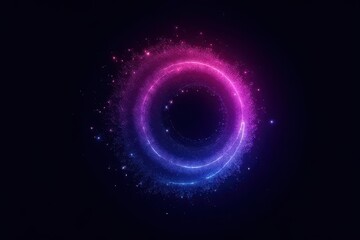 Obraz premium sleek neon indigo-and-pink pixel spiral cluster with twisting smoothly center-left in a deep black gradient in Minimalist Void – Futuristic Digital Art