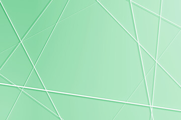 Three-dimensional abstract mint green background with white lines. Minimalistic cover. Ecological design concepts and modern technologies.