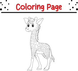 Cute Giraffe Coloring Page. Animal coloring book page for kids