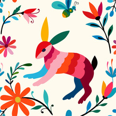 Ornate ethnic Mexican embroidery Otomi.