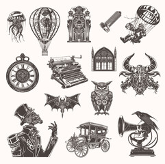 Steampunk Vector Collection – Retro-Futuristic & Mechanical Art
