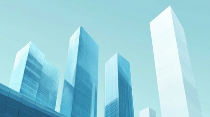 City skyscrapers, blue sky, urban growth, low angle, modern architecture, business background