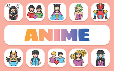 Fototapeta premium anime text concept. Shablon for presentation and Infographics.