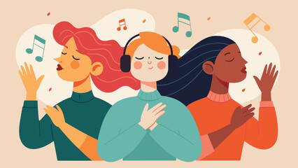 Participants close their eyes and let the music guide their hand creating a beautiful blend of shapes and lines.. Vector illustration