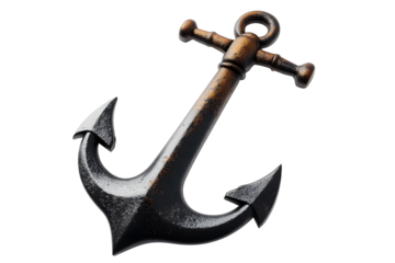 Anchor, isolated against a pristine white backdrop, showcasing its intricate details, shadows cast by strategic lighting, capturing its weathered texture and robust build, stock photography style