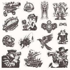 Steampunk Vector Illustrations – Fantasy Adventure & Mechanical Wonders